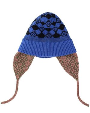 Dries Van Noten Marvin Jacquard Wool Beanie - Blue