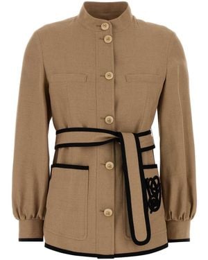 Valentino Garavani Viscose Blend Blazer - Natural