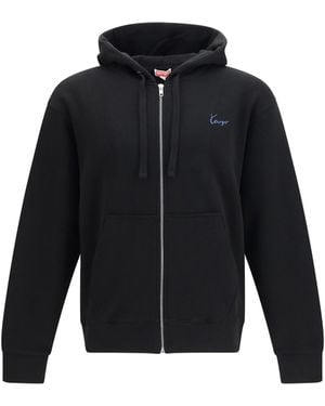 KENZO Kenzio Signature Embroidered Cotton Zip Hoodie - Black