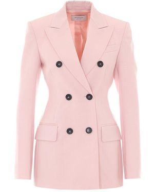 Sportmax Adamo Natural Stretch Wool Double-Breasted Blazer - Pink