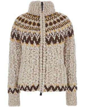 Moncler Jacket With Geometric Motif And Ribbed Trims - Multicolor