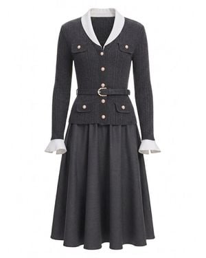 Self-Portrait Knit Midi Dress - Black