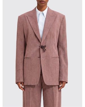 Bottega Veneta Single-Breasted Wool Blazer With Tie Closure And Knot Charm - Pink