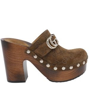 Gucci Double G Platform Clog - Brown