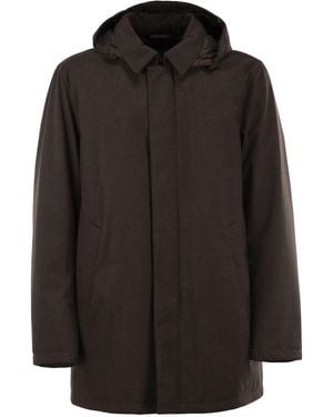 Herno Technical Wool-Blend Hooded Coat - Black