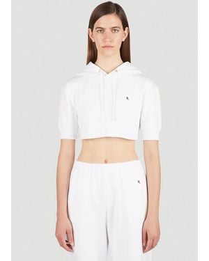Raf Simons Cropped Hooded Sweatshirt - White