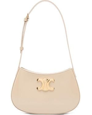Celine Tilly Medium Leather Shoulder Bag - White