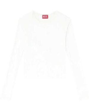 DIESEL Long-Sleeve Double-Layer Jersey T-Shirt With Ruffles - White