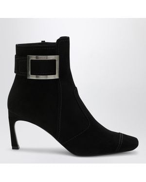Roger Vivier Trompette Suede Ankle Boot Leather - Black