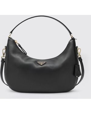 Prada Leather Hobo Bag - Black