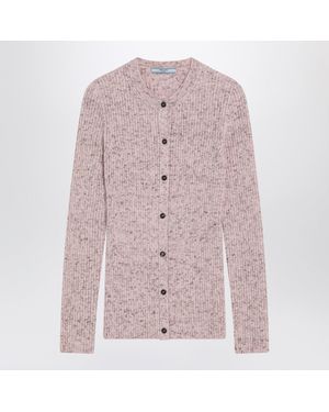 Prada Ribbed Wool Cardigan - Pink