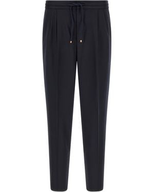 Brunello Cucinelli Wool Flannel Pants - Blue
