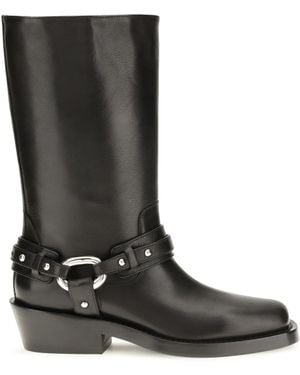 Rabanne Rabanne Leather Buckle Snkle Boots - Black