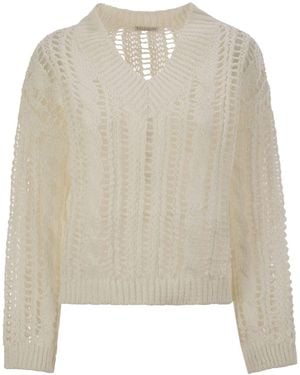 Brunello Cucinelli Cable & Mesh Jute And Cotton Jersey - Natural