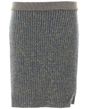 Balmain Glittered Tweed Knit Short Skirt - Gray