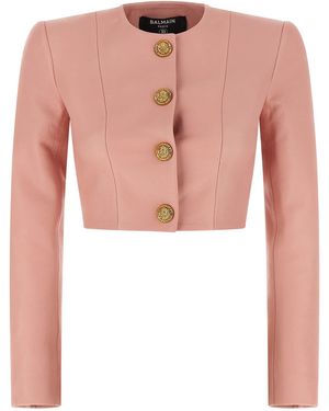 Balmain 'Testa Di Leone' Bolero Blazer - Pink