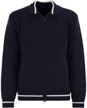Kiton Cashmere Bomber Jacket - Blue