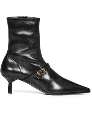 Prada Calzature Stretch Nappa Leather Ankle Boots - White