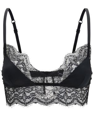 Dolce & Gabbana Dolce & Gabbana Satin Soft-Cup Bralette Bra With Lace - Black