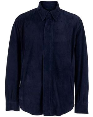Giorgio Armani Jacket With Hidden Closure On The Front - Blue