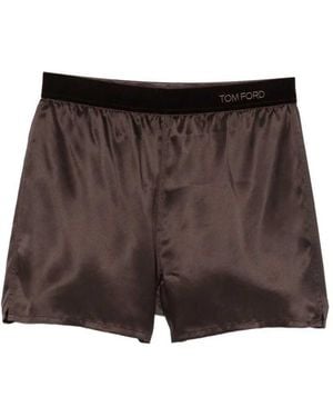 Tom Ford Silk Satin Pajama Shorts - Brown