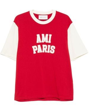 Ami Paris Logo Cotton T-Shirt - Red