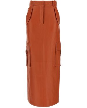 Zimmermann Illustration Leather Cargo Maxi Skirt - Orange