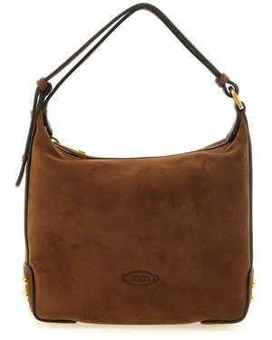Tod's 'Gommini' Mini Suede Shoulder Bag - Brown