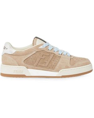 Fendi Match Leather Sneakers - White
