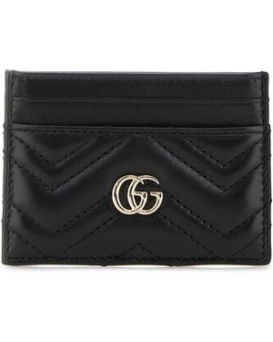 Gucci Leather Gg Marmont Card Holder - Black