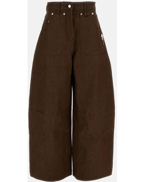 Simone Rocha Wide Leg Utility Curve Jeans W/ Emb - Brown