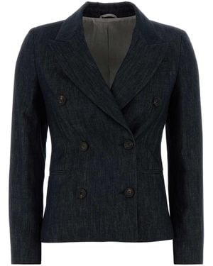 Brunello Cucinelli Dark Denim Blazer - Black