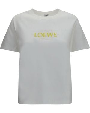 Loewe Cotton Blend T-Shirt With Embroidered Logo - Gray