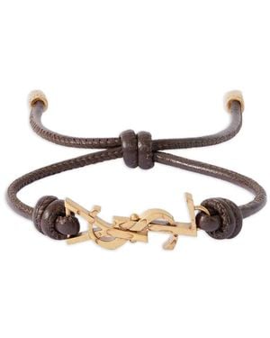 Saint Laurent Logo Leather Bracelet - White