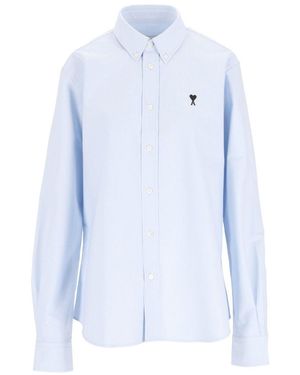 Ami Paris Ami Ami De Cœur Cotton Shirt - Blue