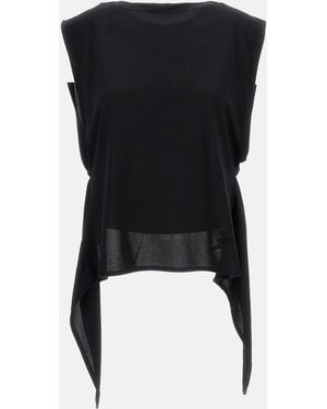 Jacquemus Paper-Effect Jersey Draped Apron Top - Black