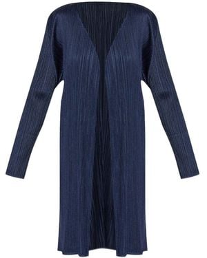 Pleats Please Issey Miyake Pleated Midi Cardigan - Blue