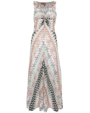 Missoni Zigzag Sleeveless Maxi Dress - White
