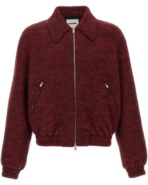 Jil Sander Mélange Wool Bomber Jacket - Red