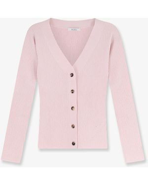 Max Mara Mxmgioiosa Ribbed Wool And Cashmer Ecardigan - Pink