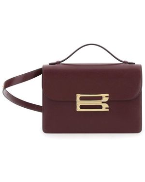 Victoria Beckham 'Dorian' Bordeaux Shoulder Bag With Adjustable And Removable Shoulder Strap And Logo Plaque On The Front - Brown