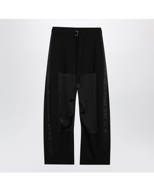 Sacai Wideleg Wool Pants With Panels And Belt - Black