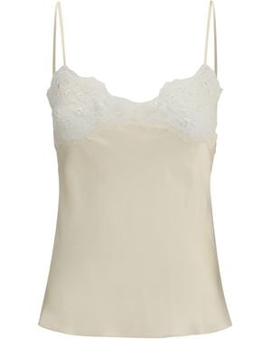 Chloé Chloã Washed Silk Satin And Lace Camisole - Natural