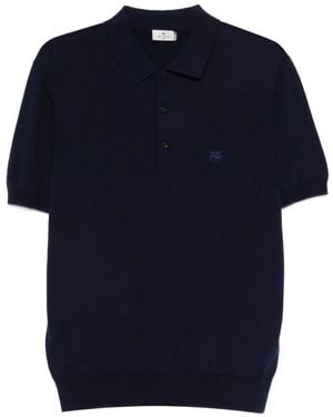 Etro Knitted Cotton Polo Shirt - Blue