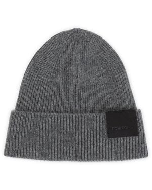 Tom Ford Ribbed Cashmere Hat - Gray