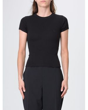 Saint Laurent Slim Fit Cotton T-Shirt With Ysl Monogram - Black