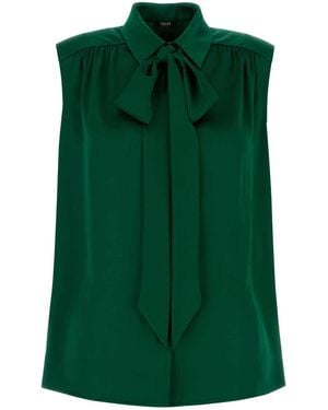 Versace Emerald Satin Blouse - Green