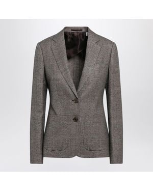 Burberry Prince Of Wales Woolblend Singlebreasted Jacket - Gray