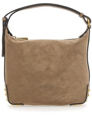 Tod's Handbag With Top Handle And Metal Dots - Brown