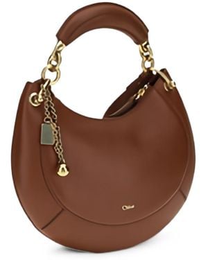 Chloé Chloé Banana Small Leather Hobo Bag - Brown